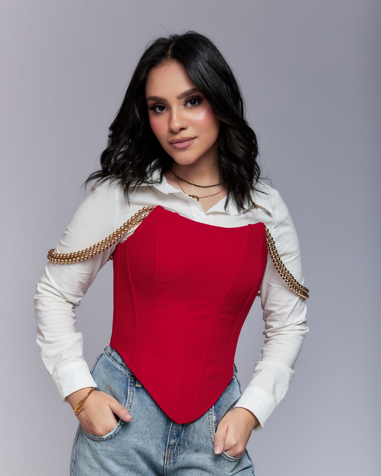 red plain corset